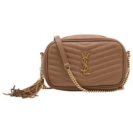 Sac bandoulière Mini Lou Chevron en cuir beige Saint Laurent - Yves Saint Laurent