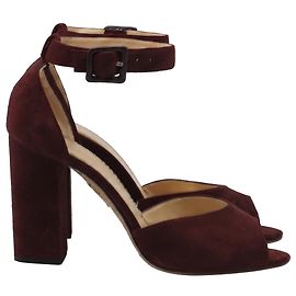 Sling Back Block Heel Charlotte Olympia sin Burgundy Suede