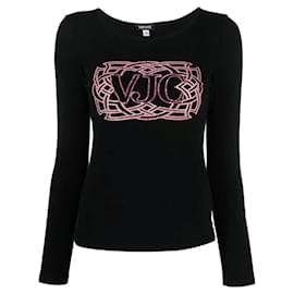 Maglione Versace con stampa logo glitterata