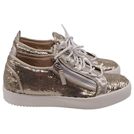 Giuseppe Zanotti Gail Pailletten-Sneaker aus metallischem goldenem Leder