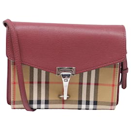 Kleine Burberry Derby House Check Umhängetasche aus rotem Kalbsleder