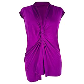 Chemisier à col en V et effet torsadé en viscose violette Yves Saint Laurent