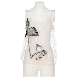 Top de tirantes de encaje con lunares Chanel
