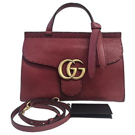 Gucci Piccola borsa a mano e a tracolla in pelle Red GG Marmont