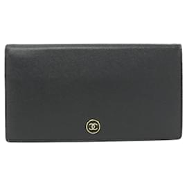 Cartera larga de cuero Chanel Coco Button Line