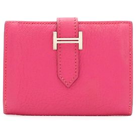 Portacarte Hermès Bearn in Rose Shocking Pink