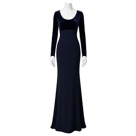 Jenny Packham Abendkleid aus Navy-Samt und Crêpe (Vintage)