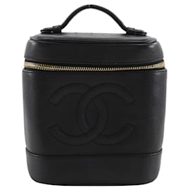 Chanel Vintage Timeless Cosmetic Case Caviar Tall