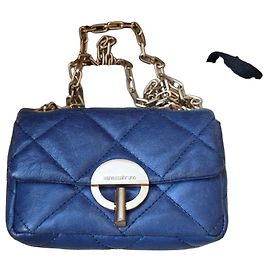 Vanessa Bruno quilted matte blue leather shoulder bag
