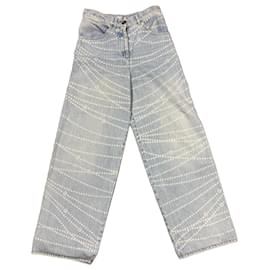 Jeans a gamba larga con monogramma azzurro Chanel