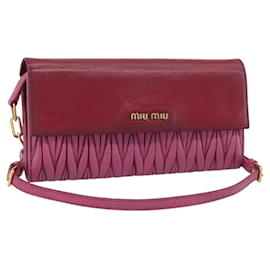Miu Miu Chain Shoulder Wallet aus Leder Rosa Goldfarben Auth ka5512A