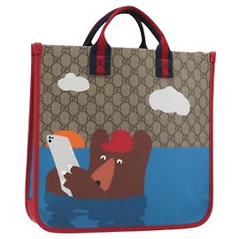 Borsa Tote per bambini GUCCI GG Supreme PVC Beige 605831 Auth 195180M