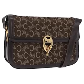 Céline Borsa a tracolla CELINE C Sulky Horse Carriage in tela marrone e oro Auth 193569A