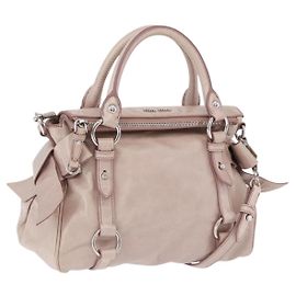 Borsa Miu Miu Side Ribbon in pelle 2way Rosa Argento Auth bs36679V