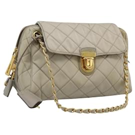 Borsa a Spalla con Catena PRADA Nylon Beige Oro Auth bs36530