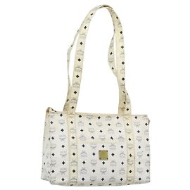 Borsa Tote MCM Vicetos in PVC e pelle bianca con finiture in tono oro Auth gh2274
