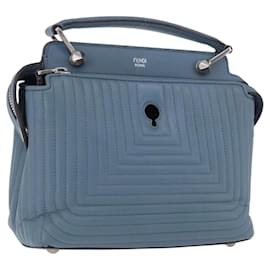Borsa FENDI Dot Com Click in pelle blu argento Auth bs36524 - Fendi