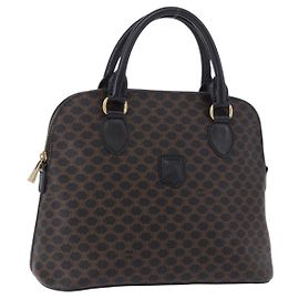 Céline Borsa CELINE Macadam Canvas PVC Pelle Nera Oro Auth 194111V