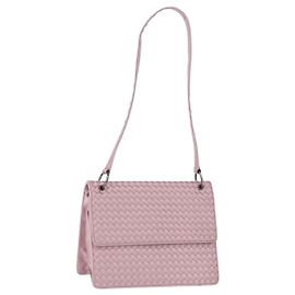 Borsa a Spalla BOTTEGA VENETA INTRECCIATO Satin Rosa Argento Auth 194840V