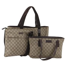 Borsa a tracolla GUCCI GG Supreme PVC 3 Set Beige Auth 188118