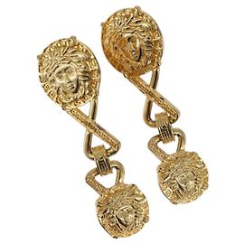 Orecchini Gianni Versace Medusa in metallo color oro Auth BA14710V