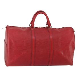 LOUIS VUITTON Epi Keepall 50 Boston Bag Rosso M42967 LV Auth 193031A