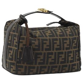 Borsa a Mano FENDI Zucca Canvas Nero Marrone Auth 192526A