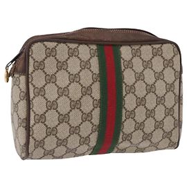 Clutch GUCCI GG Supreme Web Sherry Line in PVC Beige 63 014 3553 Auth gh2257