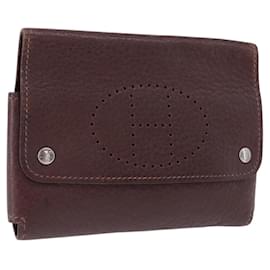 HERMES Etui Cult GM Porte-cartes en cuir marron argent Auth bs36398 - Hermès