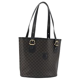 Céline Borsa Tote CELINE Macadam in tela PVC e pelle nera e oro Auth 192542A