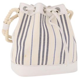 Borsa a mano BURBERRY in tela bianco argento Auth bs36451
