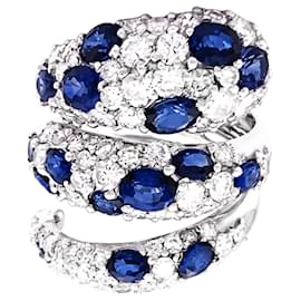 Autre Marque „Serpent“-Ring, Diamant- und Saphir-Pavé.