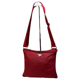 Borsa a tracolla in nylon vintage Prada Rosso Argento