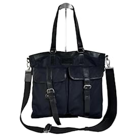 Borsa Tote in Nylon Vintage Burberry Nera Argento