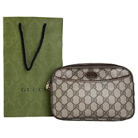 Beauty case Vintage Gucci GG Supreme Beige Marrone Oro