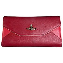 Vintage Vivienne Westwood Ledergeldbörse Rot Goldfarbener Verschluss