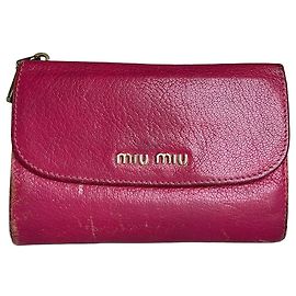 Vintage Miu Miu Saffiano Leder Geldbörse Fuchsia Gold