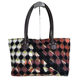 Autre Marque Bolsa Tote de tecido woven vintage Pucci Preto Ferrugem Creme Oliva