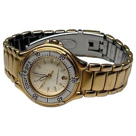 Vintage Courreges Armbanduhr aus Edelstahl Gold Silber