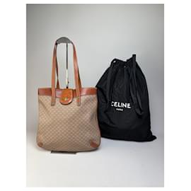 Vintage Celine Monogram Canvas Tote Beige Brown Gold - Céline
