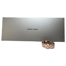 Vintage Giorgio Armani Lederarmbanduhr Pfirsich Silber