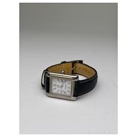 Vintage Fendi Stainless Steel Leather Strap Watch Black White