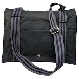 Hermès Borsa Messenger Vintage Hermes in tela nero argento