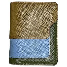 Cartera Vintage Marni de piel Saffiano Marrón Azul Verde