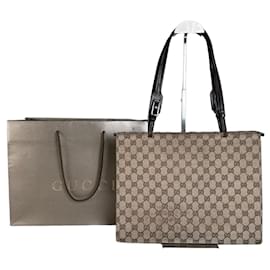 Borsa Tote Vintage Gucci GG Supreme Beige Marrone
