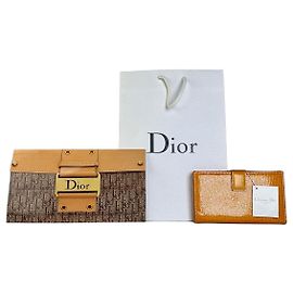 Portafoglio Vintage Dior Patent Logo Arancione Oro