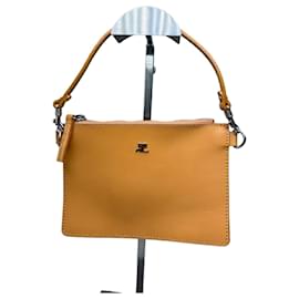 Clutch Vintage Courreges in pelle liscia Arancione Argento