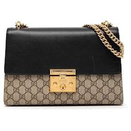 Borsa a tracolla Gucci Medium GG Supreme Padlock beige