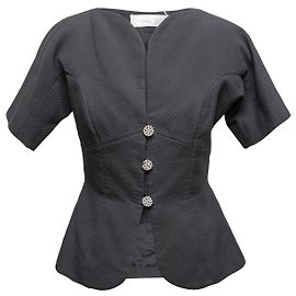 Autre Marque Top de manga corta con botones Vintage Black Vicky Tiel Talla US M