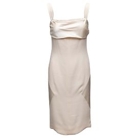 Valentino Garavani Weißes Valentino Seidenkleid mit Cape-Rücken Größe US 4